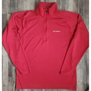 Columbia Quarter Zip Pullover Mens Large Red Omni-Wick Omni-Shade AM5153
